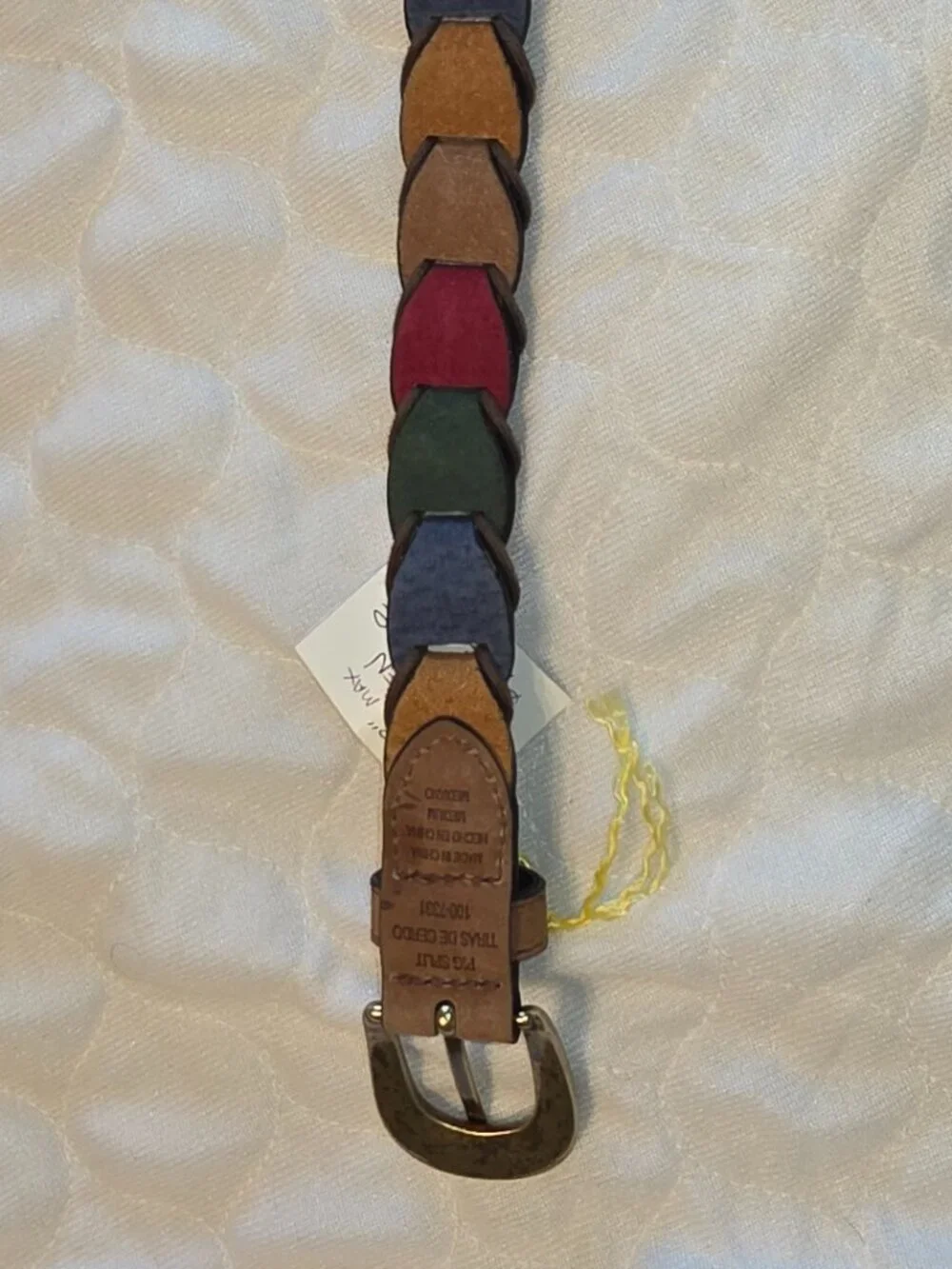 Vintage Braided Leather Belt 1990s Suede Multicolor Boho Pig Split Sz M Retro